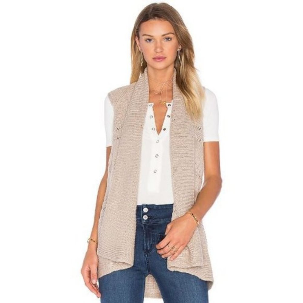 Splendid | Pointelle Gilet Sweater Vest in Wheat